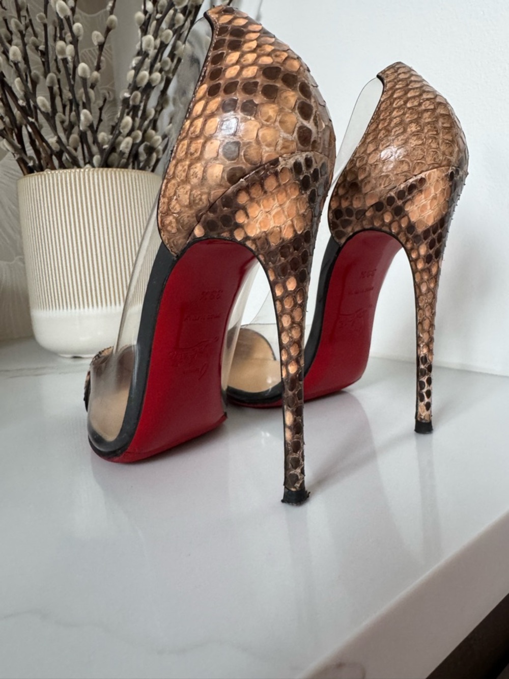 Christian Louboutin 120 debout python lucido/PVC clear pump heels. - Picture 12 of 15